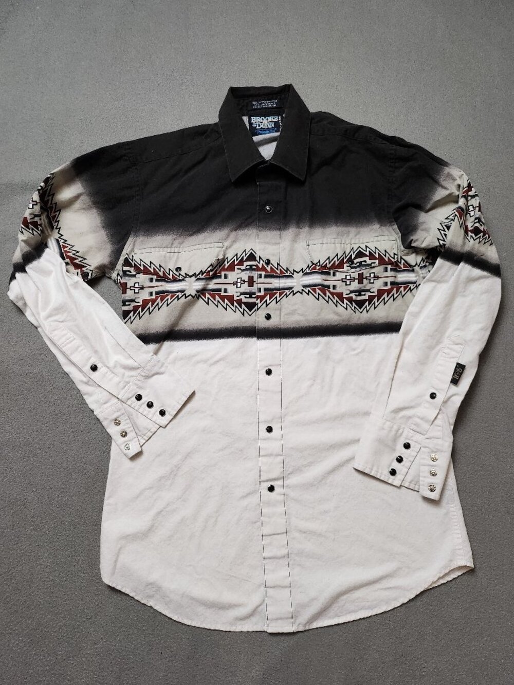 Vintage 90s Brooks & Dunn Panhandle Slim Aztec Ombre Western Snap Shirt M